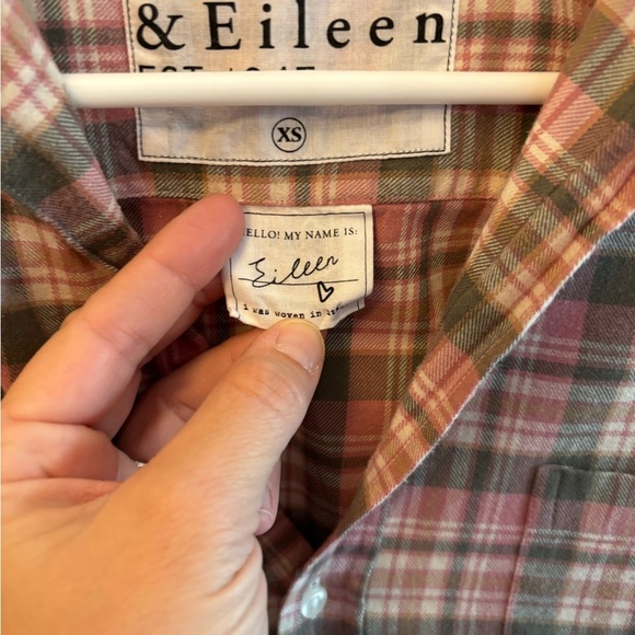 Frank & Eileen Women's Relaxed Pink and Gray Melange Plaid Flannel Size XS - Picture 4 of 8